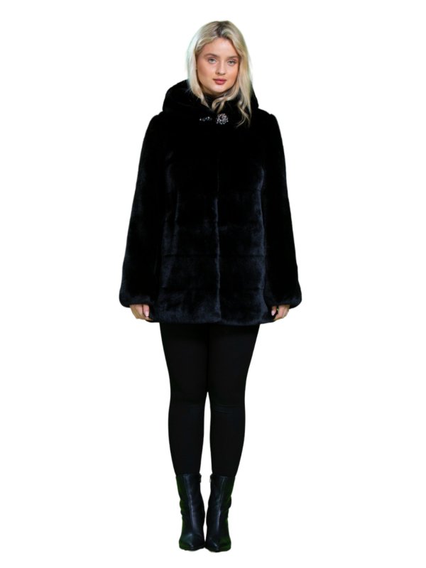 Жіноча еко шуба з штучного хутра та вовни 31-499