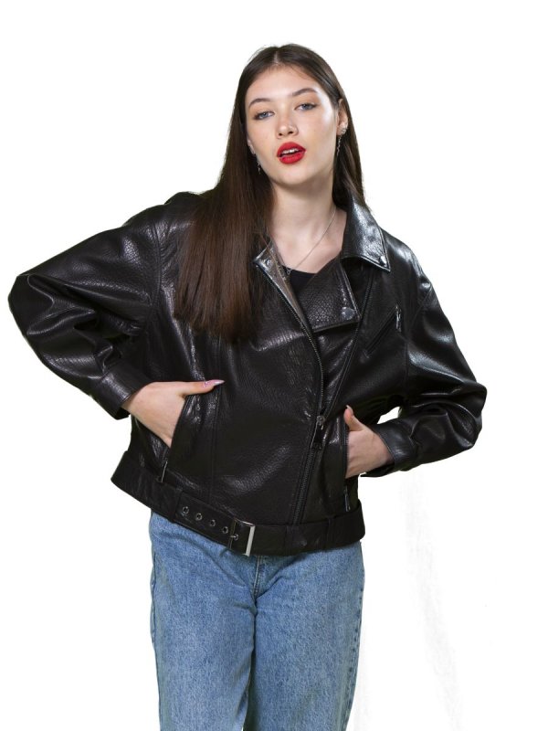 Жіноча шкіряна куртка 18-9559