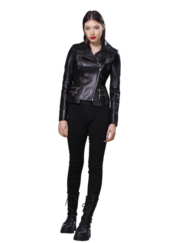 Жіноча шкіряна куртка 18-9231