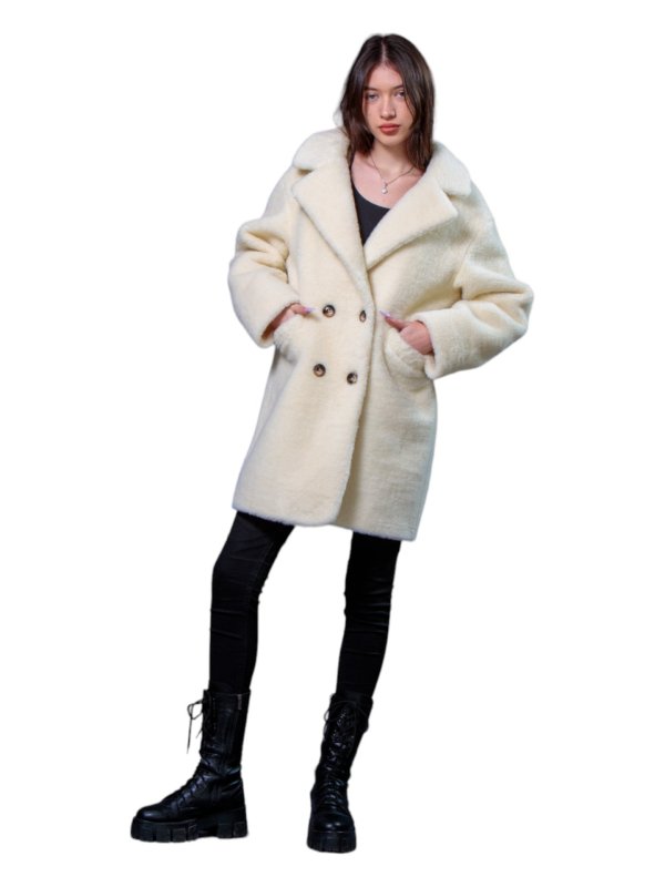 Жіноча еко шуба з штучного хутра та вовни 31-529