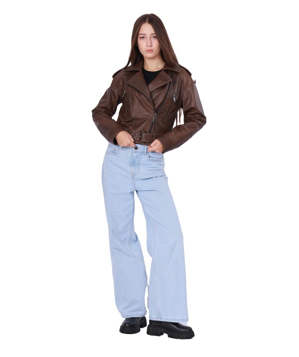 Жіноча шкіряна куртка 18-9657