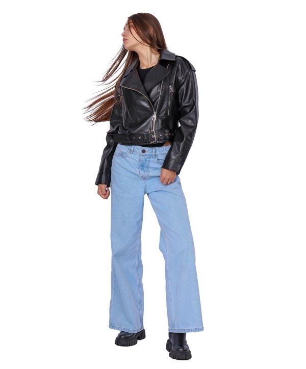 Жіноча шкіряна куртка 18-9675