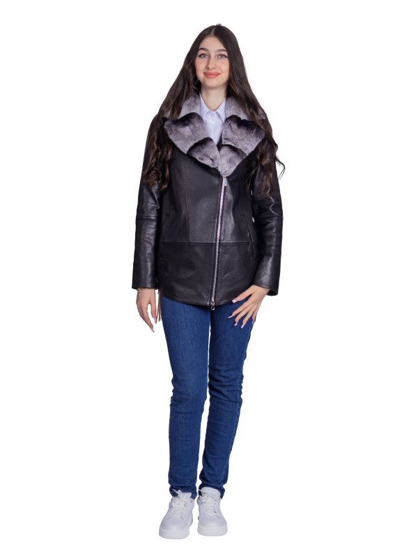 Жіноча шкіряна куртка 26-938