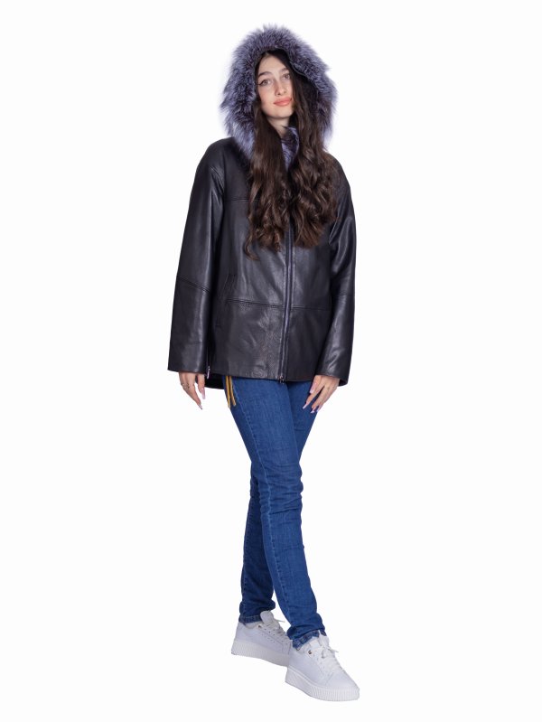 Жіноча шкіряна куртка 26-944