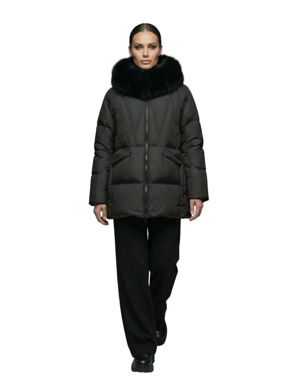 Жіночий зимовий пуховик з натуральним або штучним наповнювачем 36-1512