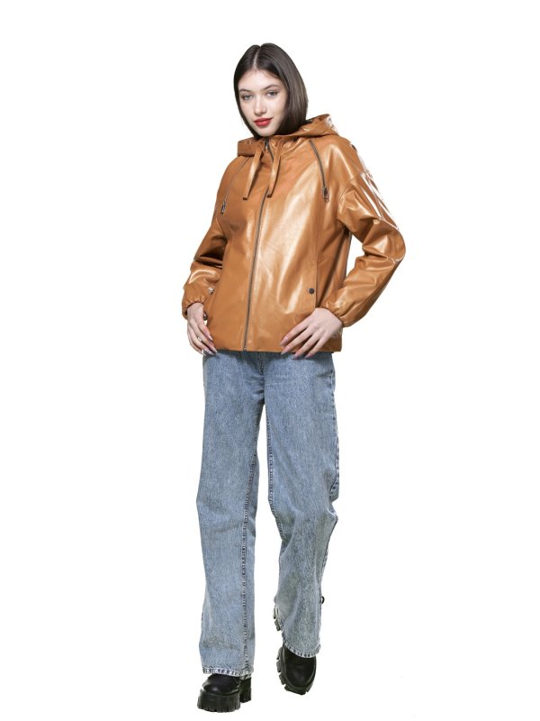 Жіноча шкіряна куртка 18-9552