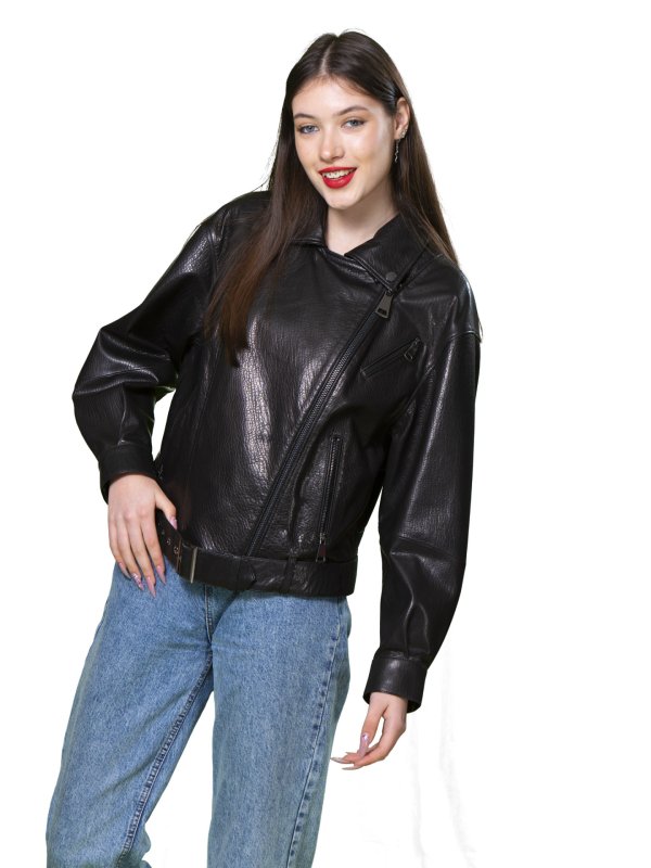 Жіноча шкіряна куртка 18-9559