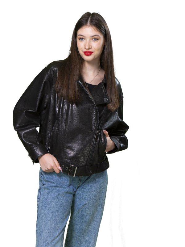 Жіноча шкіряна куртка 18-9559