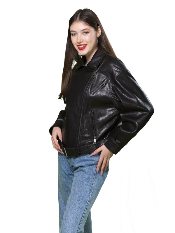 Жіноча шкіряна куртка 18-9559