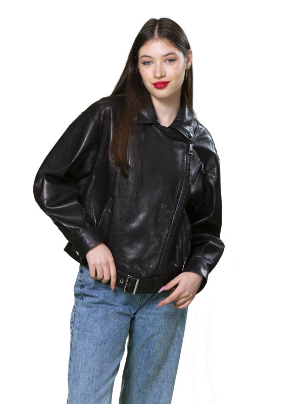 Жіноча шкіряна куртка 18-9559