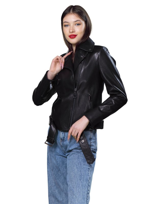 Жіноча шкіряна куртка 18-9566