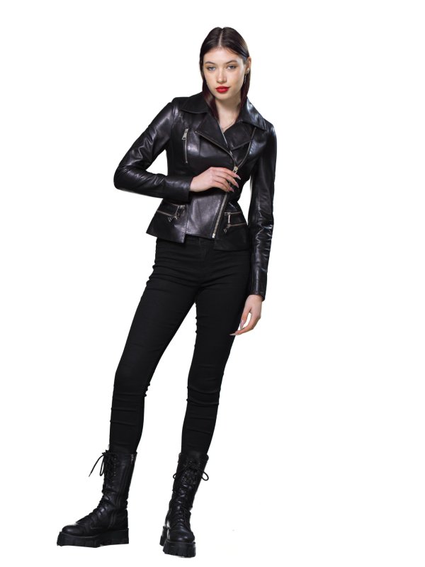 Жіноча шкіряна куртка 18-9231