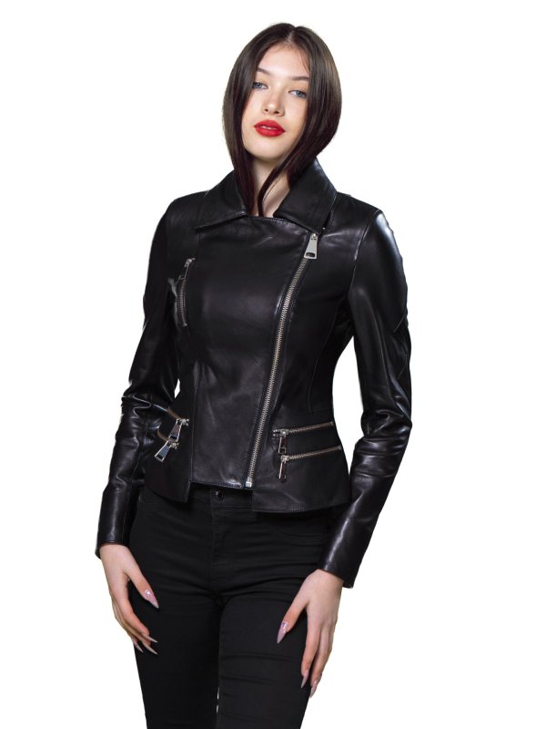 Жіноча шкіряна куртка 18-9231