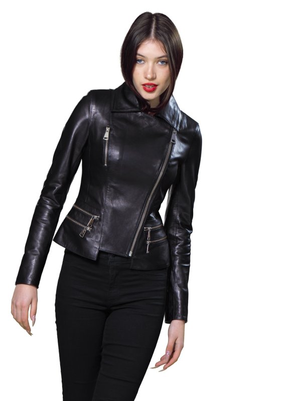 Жіноча шкіряна куртка 18-9231