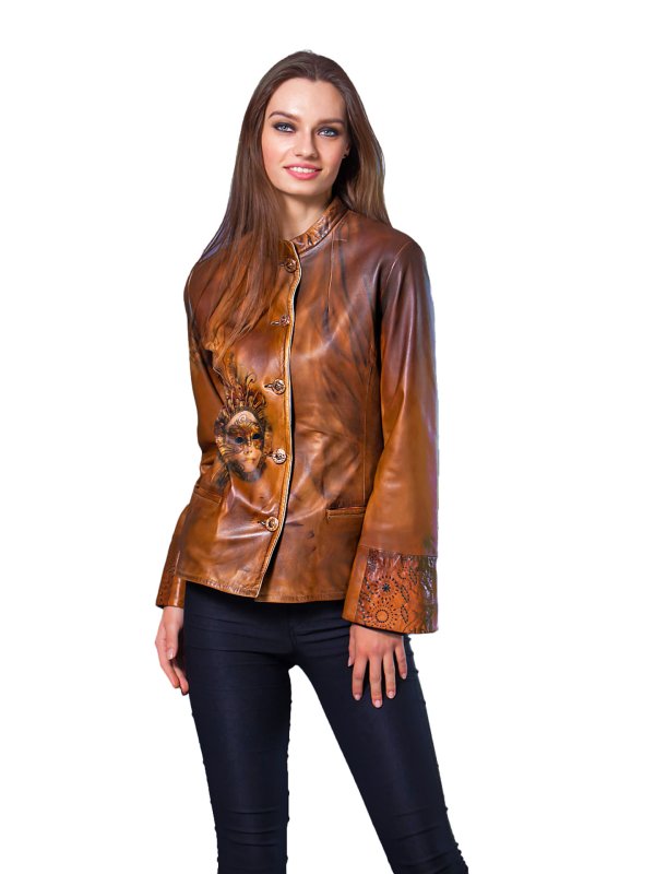 Жіноча шкіряна куртка 9-7557