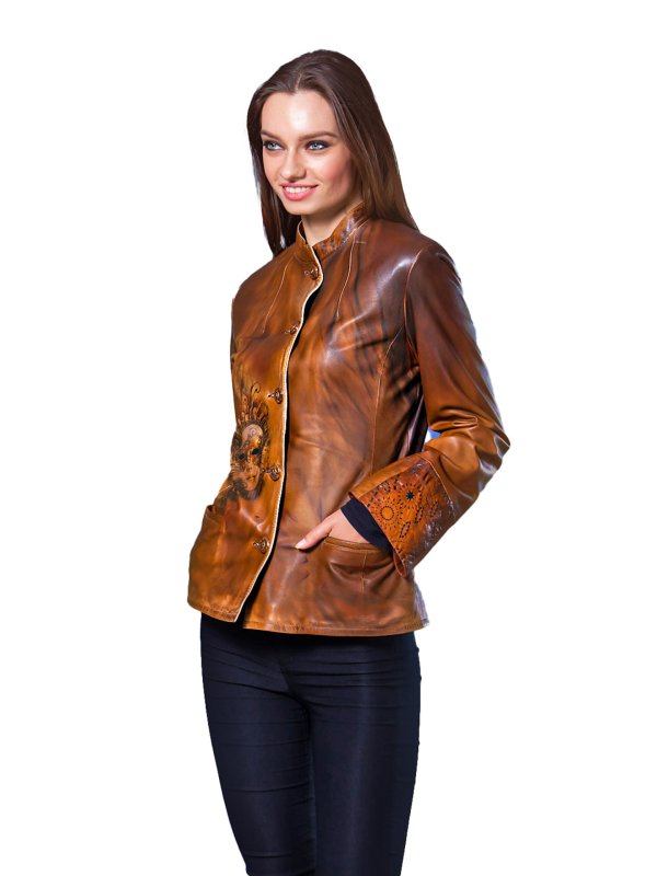 Жіноча шкіряна куртка 9-7558