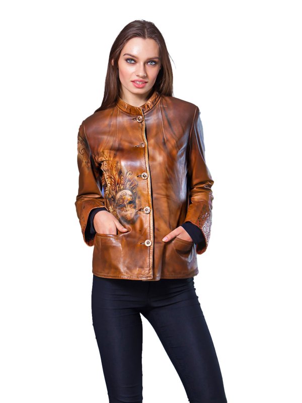 Жіноча шкіряна куртка 9-7558