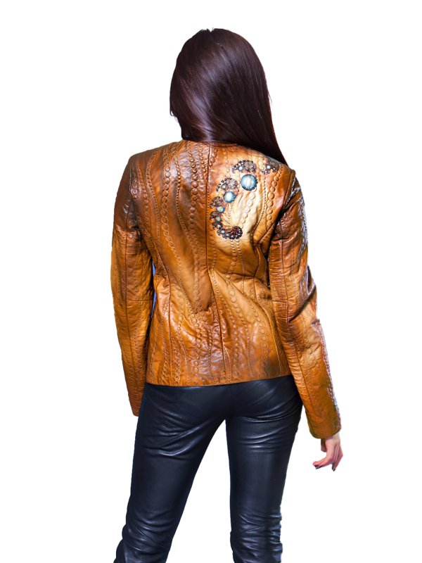 Жіноча шкіряна куртка 9-7562