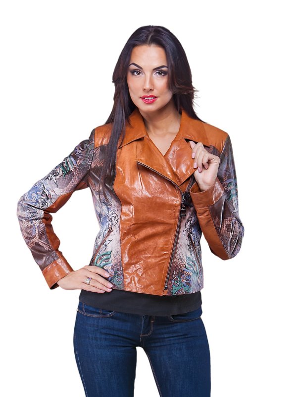 Жіноча шкіряна куртка 9-7506