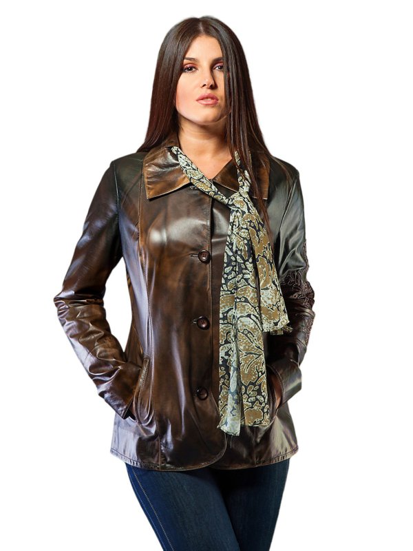 Жіноча шкіряна куртка зі знижкою 9-7097