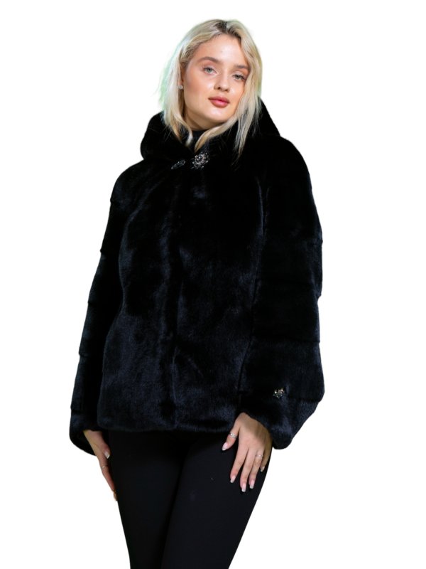 Жіноча еко шуба з штучного хутра та вовни 31-497