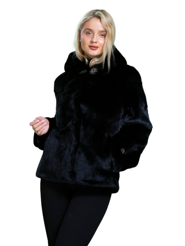 Жіноча еко шуба з штучного хутра та вовни 31-497