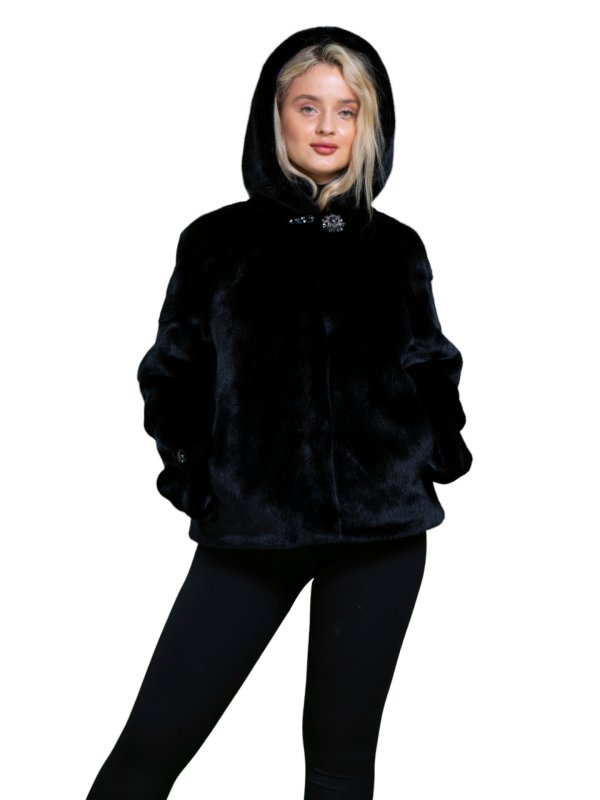 Жіноча еко шуба з штучного хутра та вовни 31-497