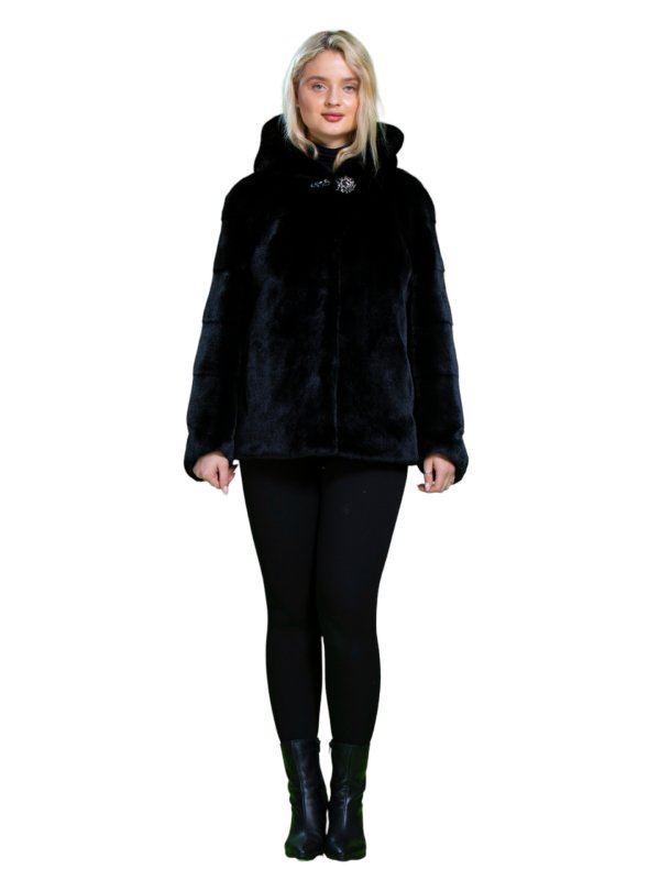 Жіноча еко шуба з штучного хутра та вовни 31-497