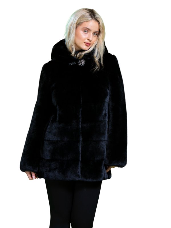 Жіноча еко шуба з штучного хутра та вовни 31-499