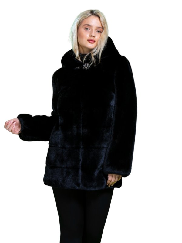 Жіноча еко шуба з штучного хутра та вовни 31-499