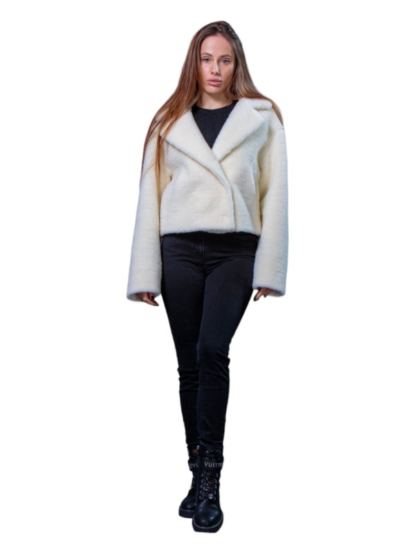 Женская эко шуба из искусственного меха и шерсти 31-524