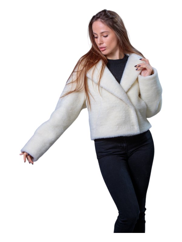 Женская эко шуба из искусственного меха и шерсти 31-524