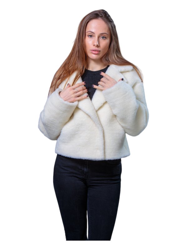 Женская эко шуба из искусственного меха и шерсти 31-524