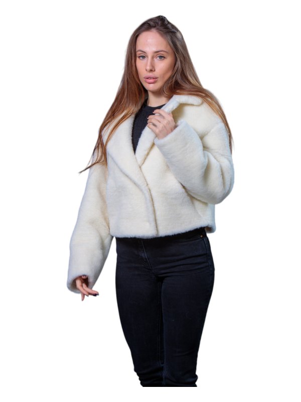 Женская эко шуба из искусственного меха и шерсти 31-524