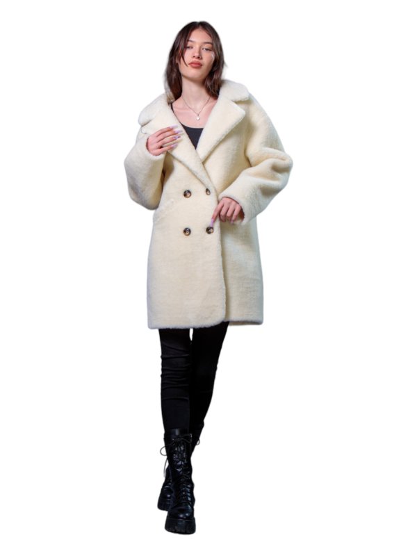 Жіноча еко шуба з штучного хутра та вовни 31-529