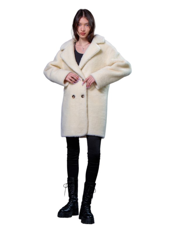 Жіноча еко шуба з штучного хутра та вовни 31-529