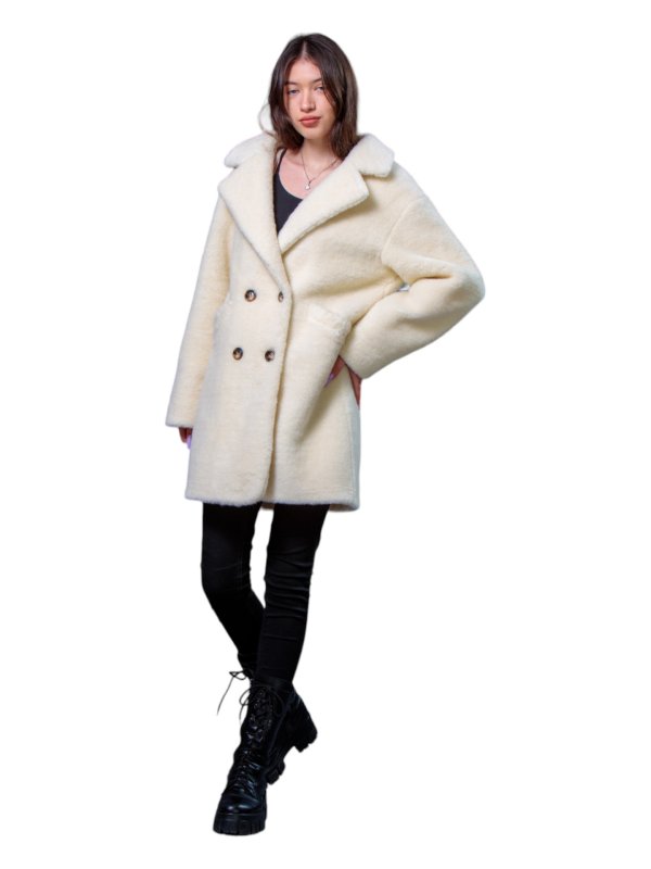 Жіноча еко шуба з штучного хутра та вовни 31-529