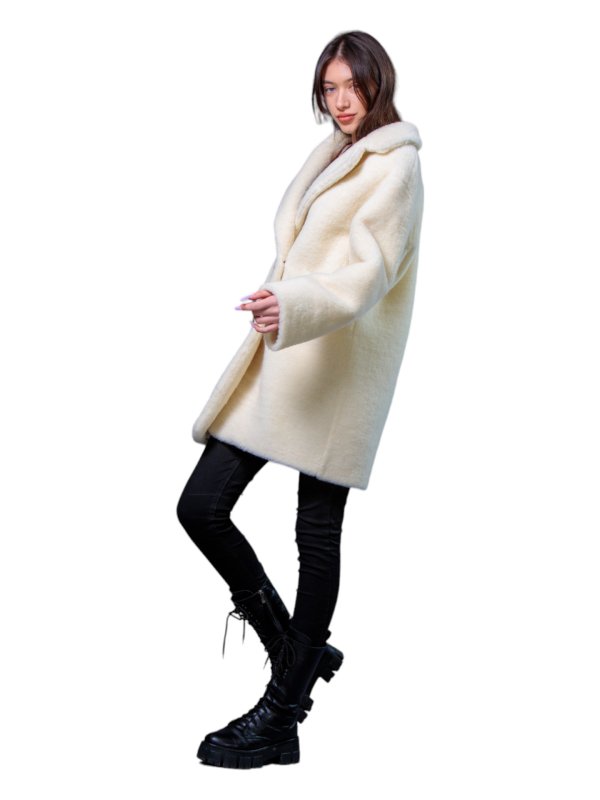 Жіноча еко шуба з штучного хутра та вовни 31-529