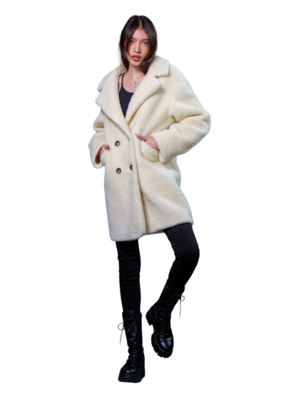 Жіноча еко шуба з штучного хутра та вовни 31-529