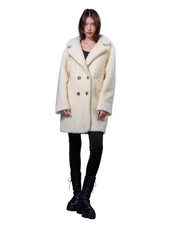 Жіноча еко шуба з штучного хутра та вовни 31-529