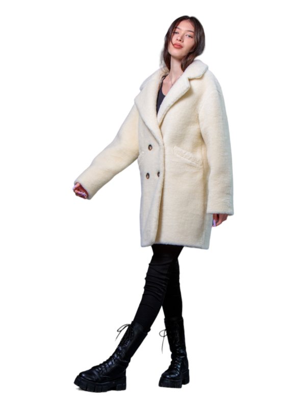 Жіноча еко шуба з штучного хутра та вовни 31-529