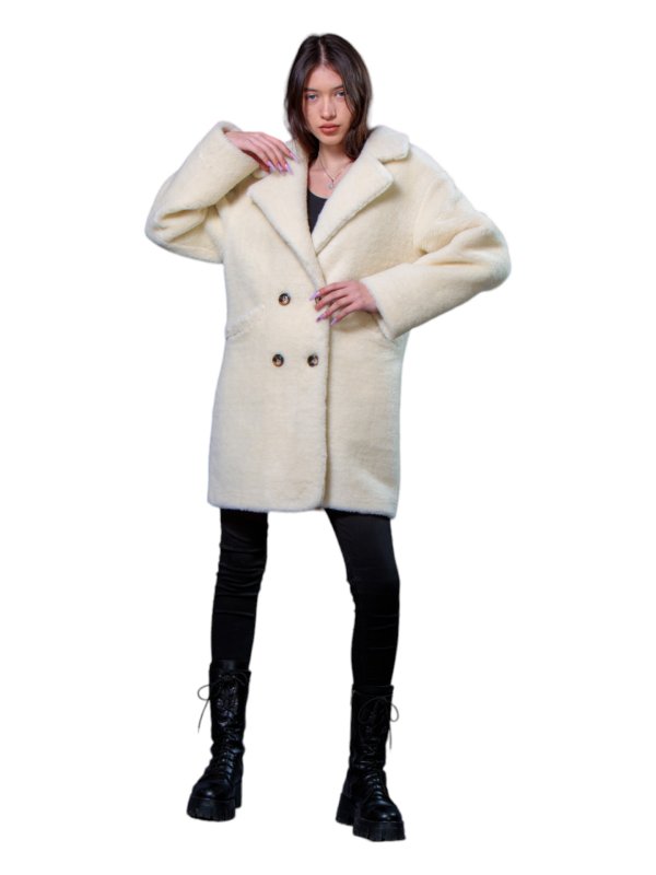 Жіноча еко шуба з штучного хутра та вовни 31-529