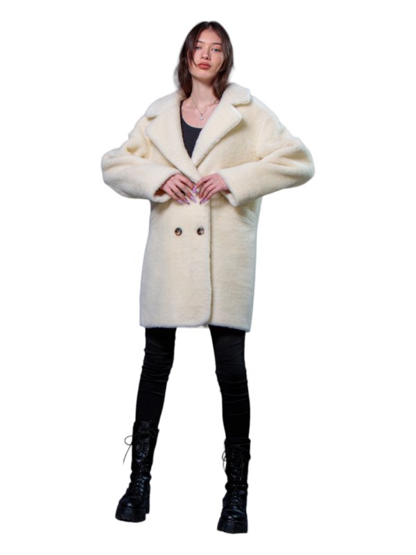 Жіноча еко шуба з штучного хутра та вовни 31-529