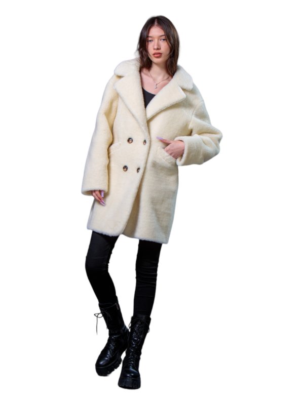 Жіноча еко шуба з штучного хутра та вовни 31-529