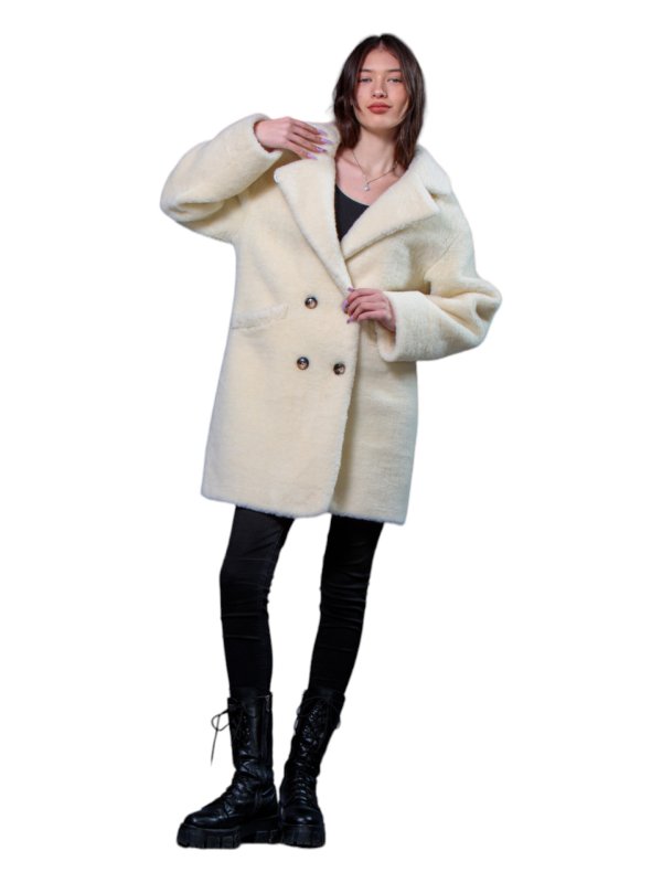 Жіноча еко шуба з штучного хутра та вовни 31-529