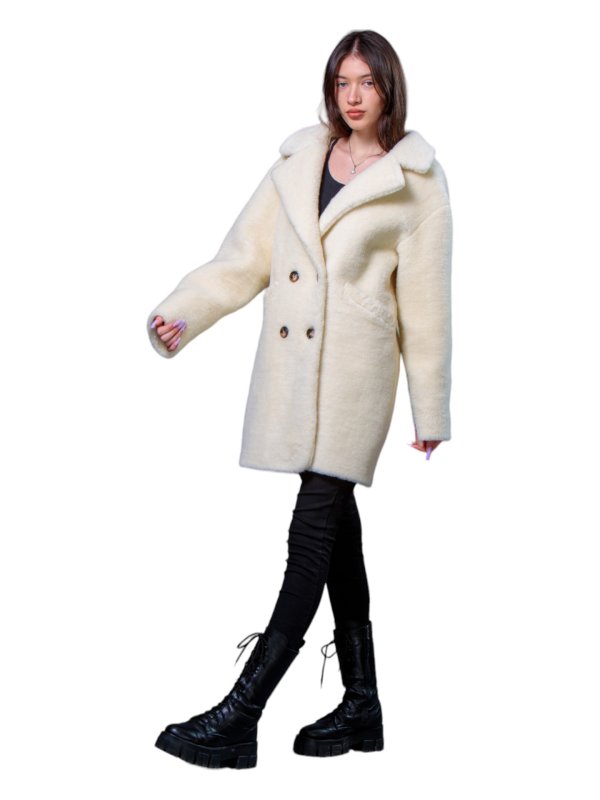 Жіноча еко шуба з штучного хутра та вовни 31-529