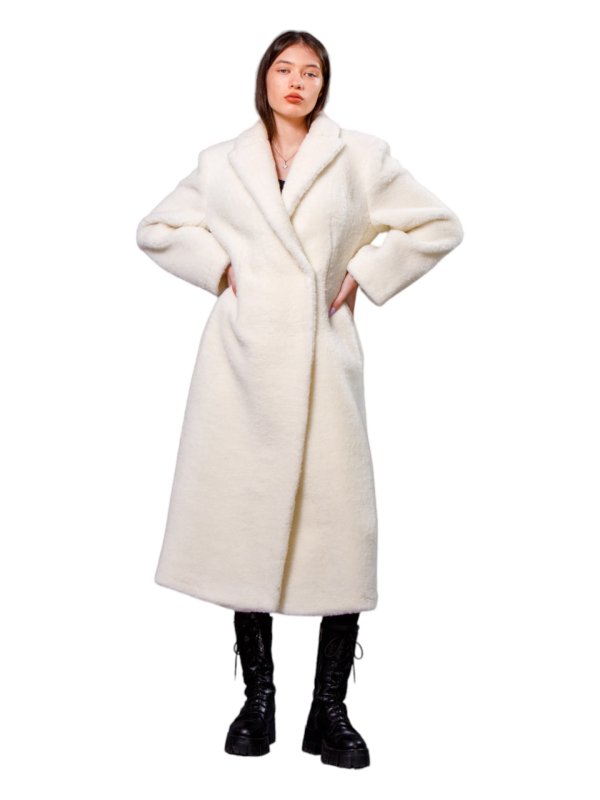 Жіноча еко шуба з штучного хутра та вовни 31-538