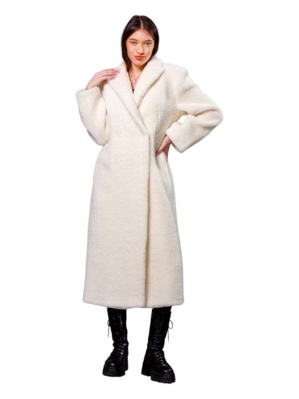 Жіноча еко шуба з штучного хутра та вовни 31-538