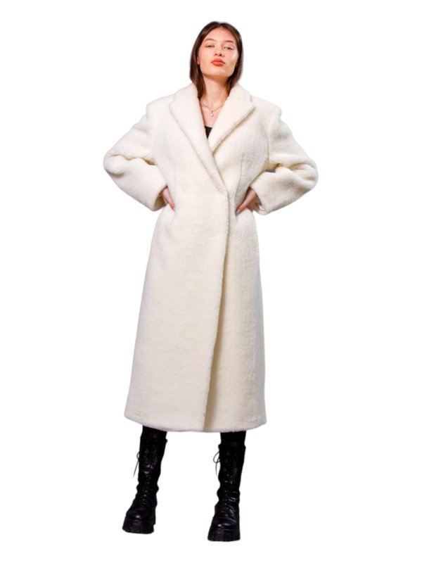 Жіноча еко шуба з штучного хутра та вовни 31-538