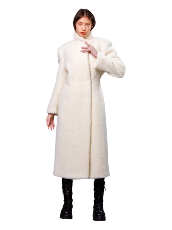 Жіноча еко шуба з штучного хутра та вовни 31-538